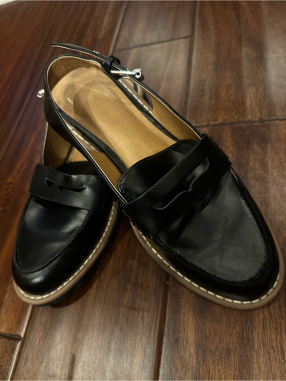 Dolce Vita Black Penny Loafers with Contrast Stitching